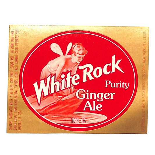 White White Rock Ginger Ale Paper Label c1965-75