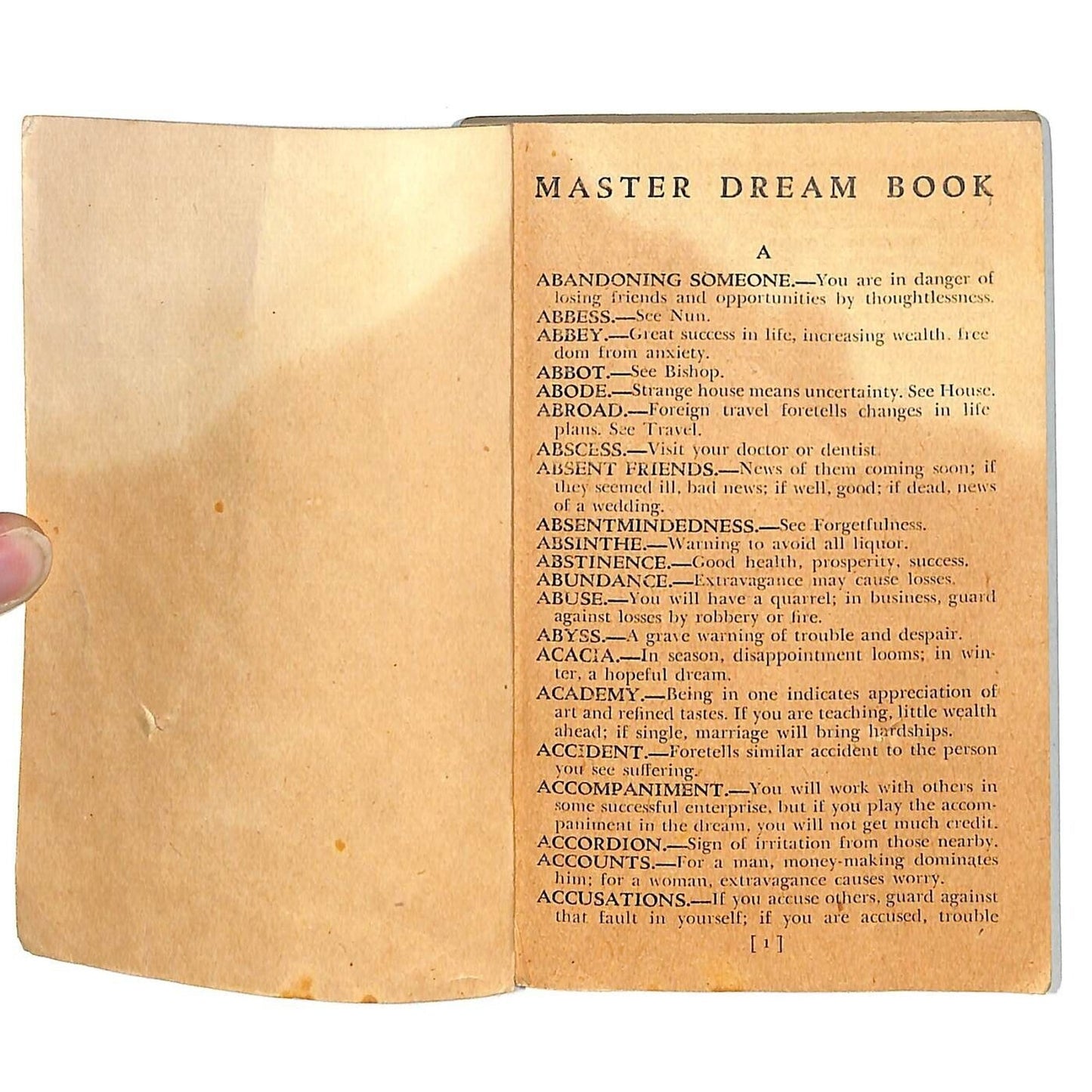 "The Master Dream Book" Dictionary for Dreams SC 3 1/2" x 5 1/4" 128pp c1945