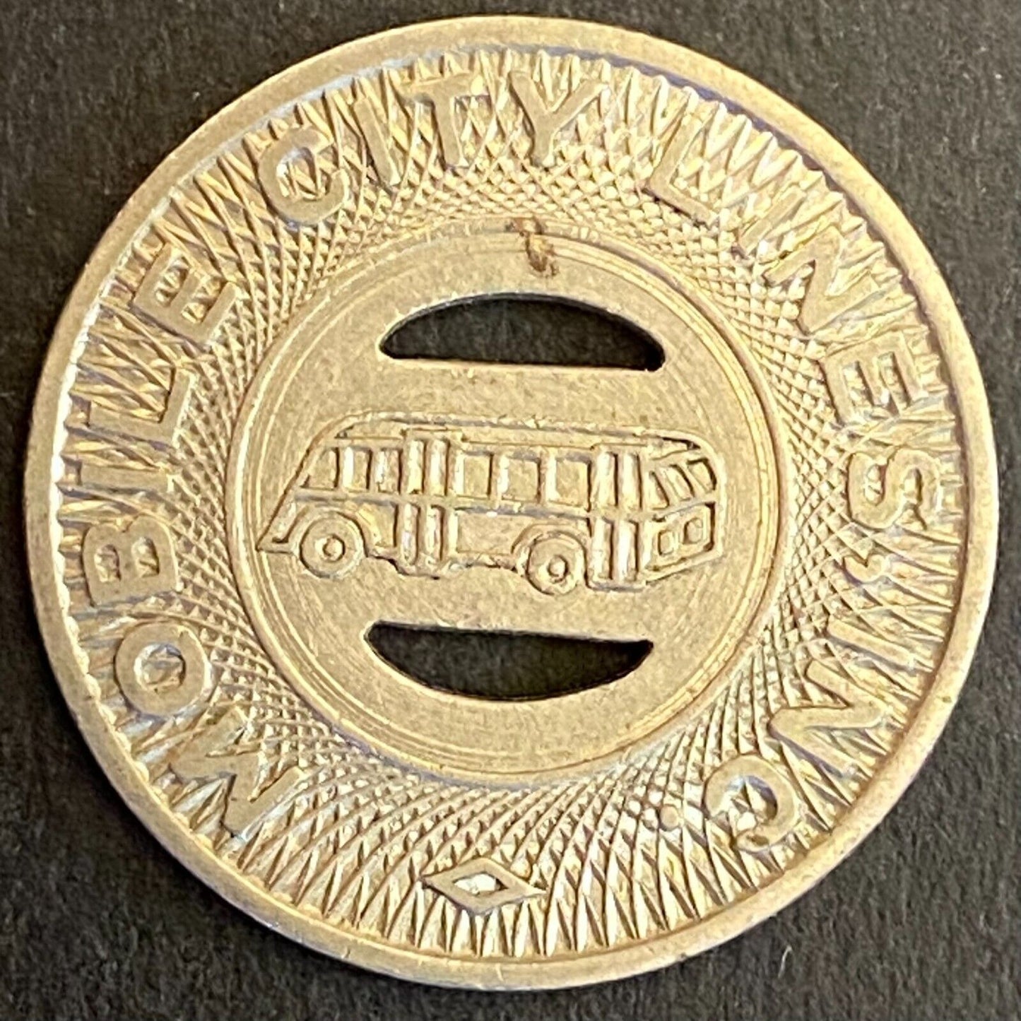 Mobile City Lines Alabama G/F One Fare Transit Token Bus 23mm