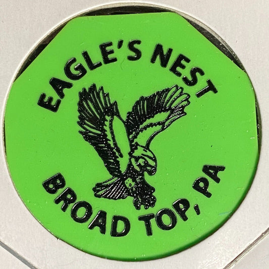 Broad Top, PA Eagle's Nest Bar Restaurant Hex Plastic Token G/F One Can Beer
