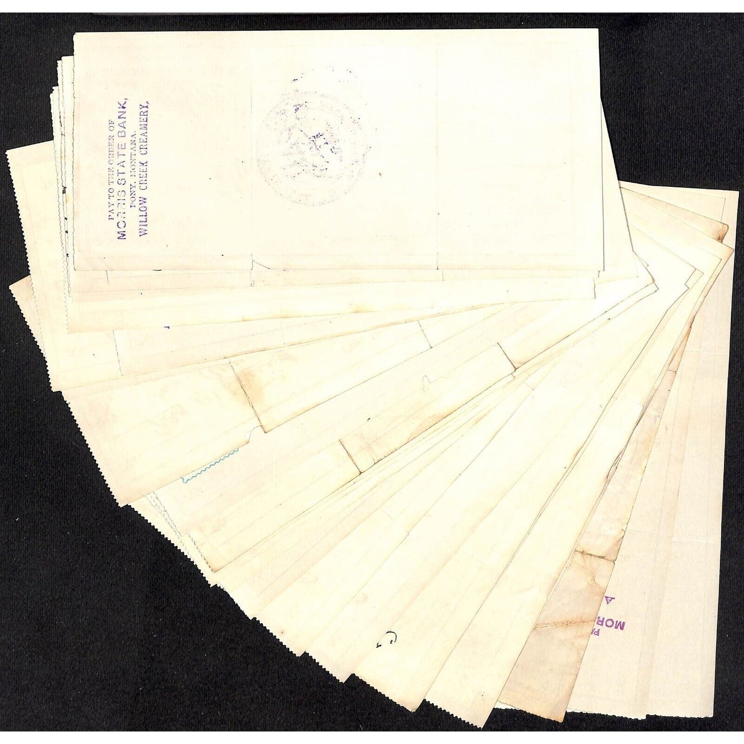 Morris Bank Pony, MT Tax Refund Bank Checks Group of 25 1911 VGC