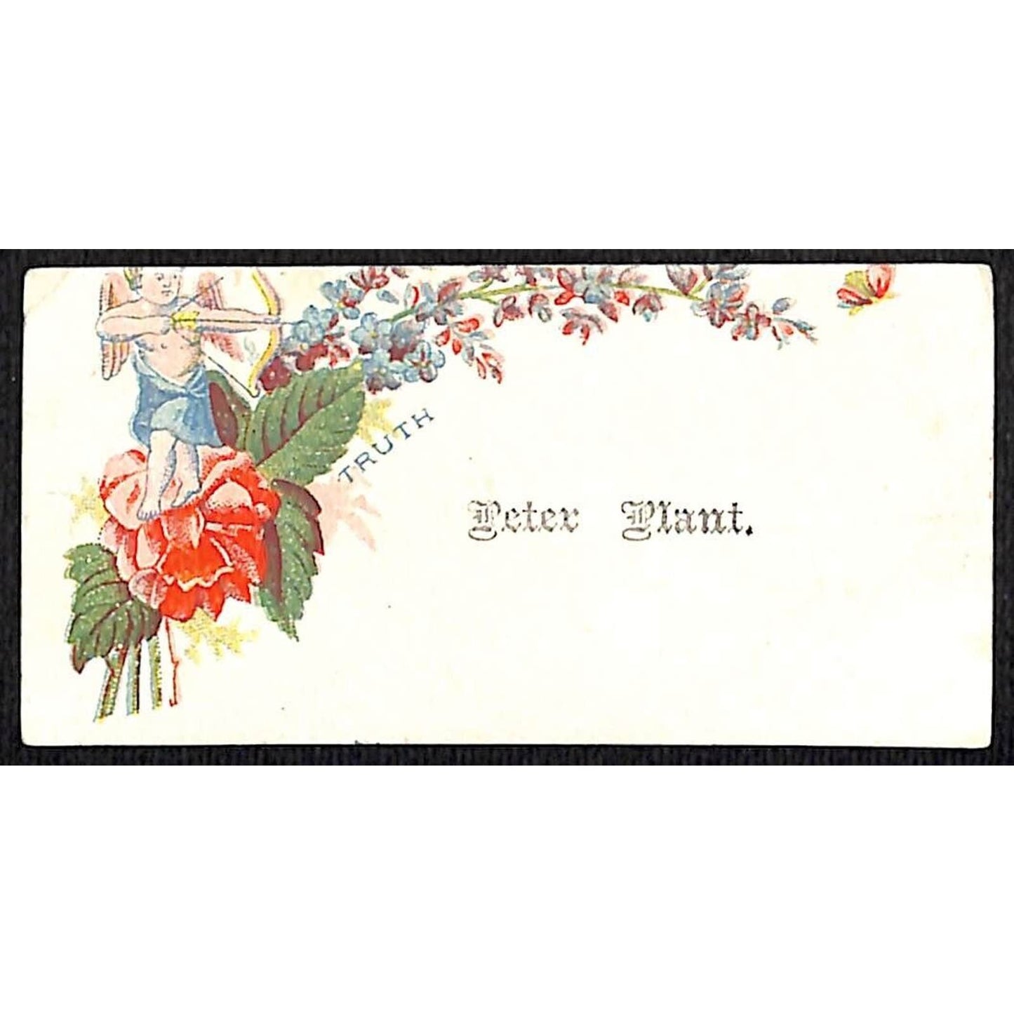 "Peter Plant" Victorian Calling Greeting Card - Floral "Truth" Cupid