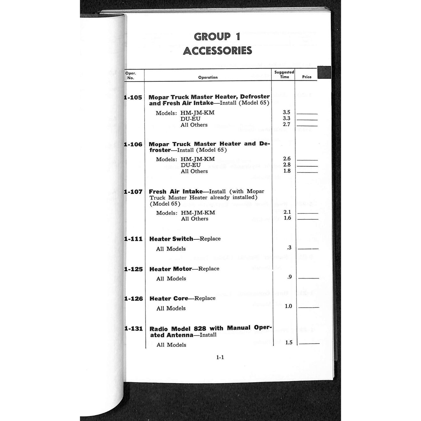 c1955 C Series 1-3 Dodge Trucks Service Operation Time Schedule Manual 100+pp VG