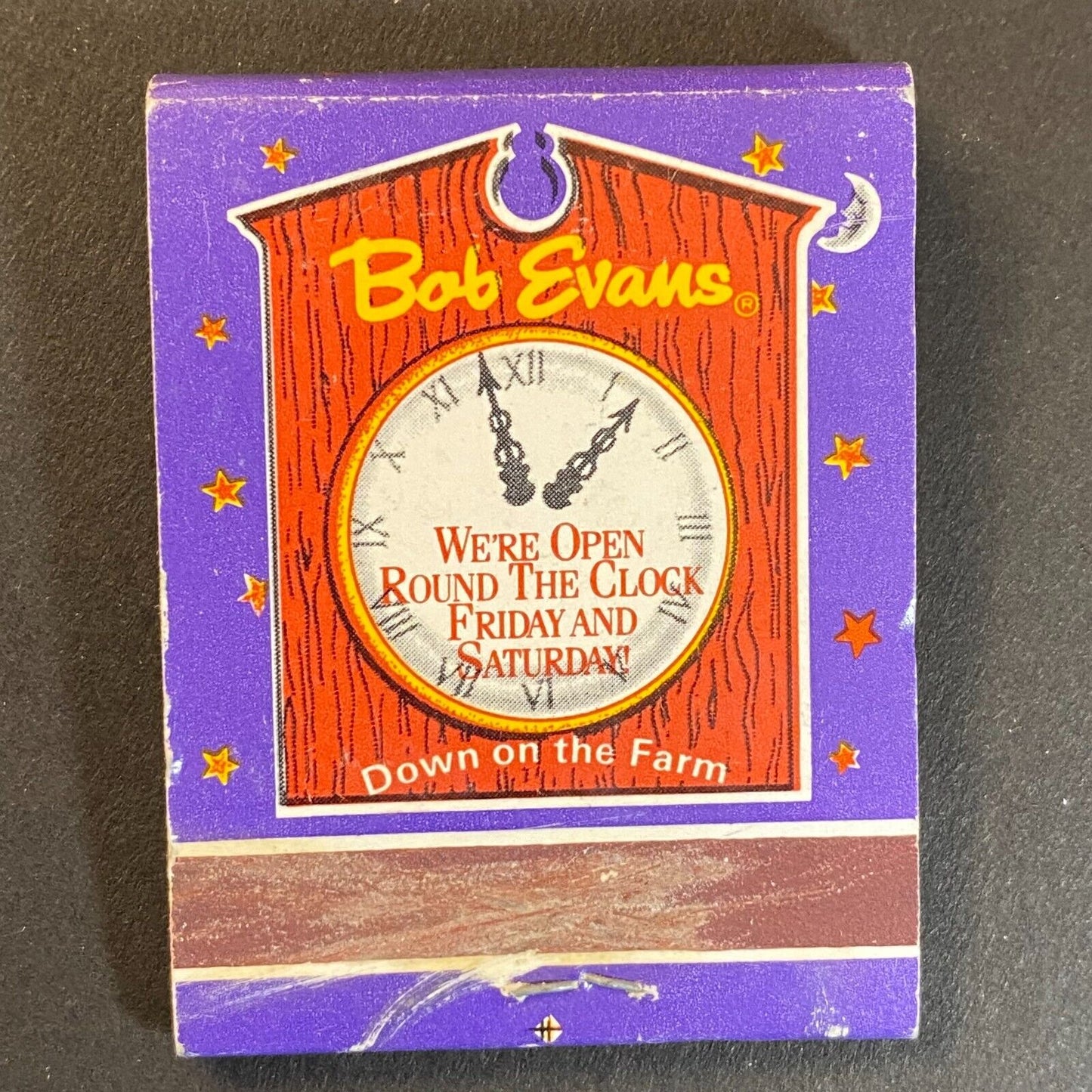 Bob Evans Restaurant "Down on the Farm" Half Full (-10) Matchbook c1975-80's