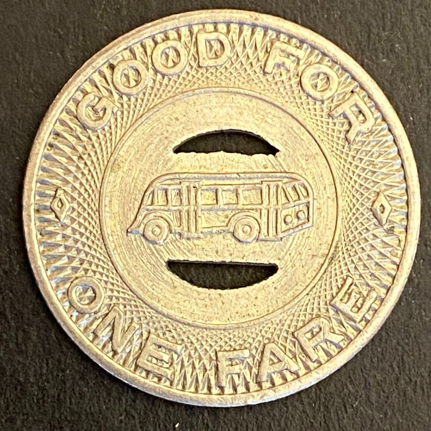 Canton City Lines (Ohio) G/F One Fare Bus Transit Token c1948-51 23mm