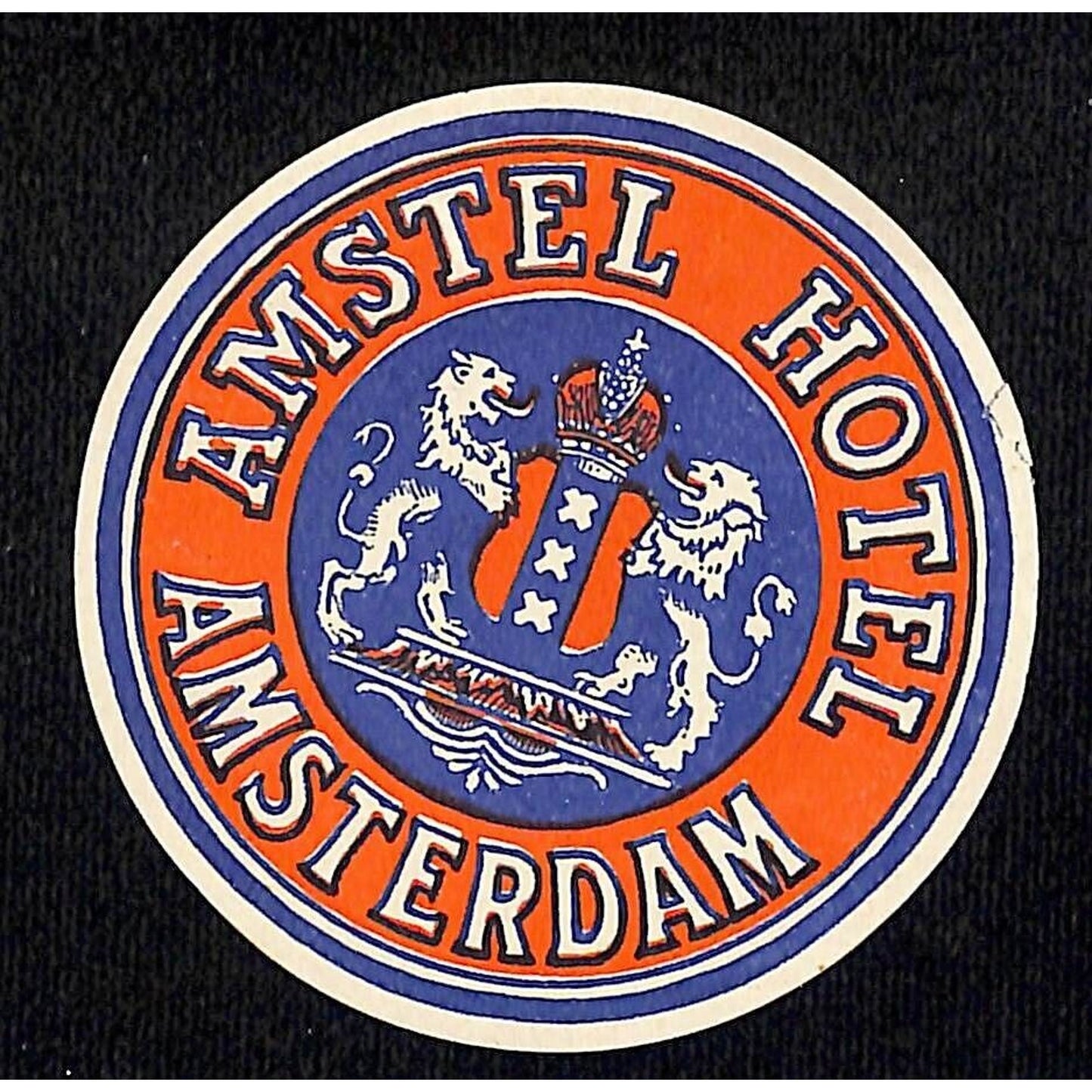 Amstel Hotel Amsterdam Luggage Label Original 2 5/8" dia. c1930's-40's VGC