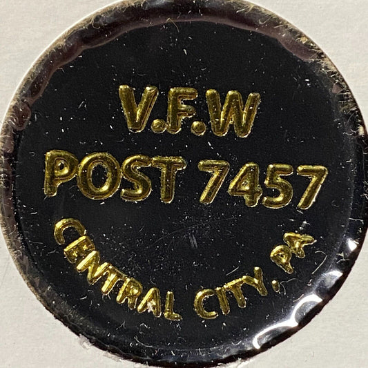 Central City, PA V.F.W. Post 7457 Plastic Drink Token G/F Draft