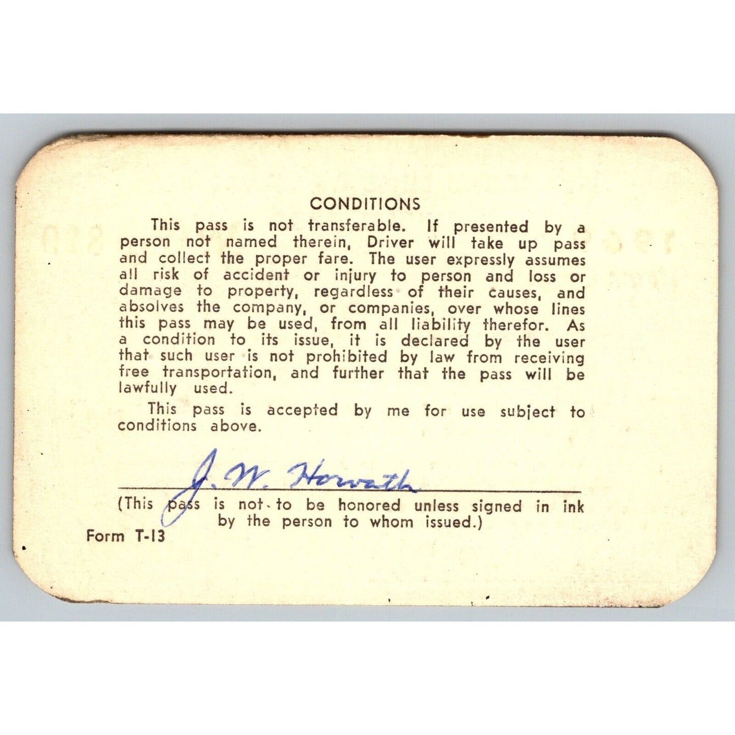 Greyhound Lines of Canada 1969 Annual / Yearly Bus Pass #809