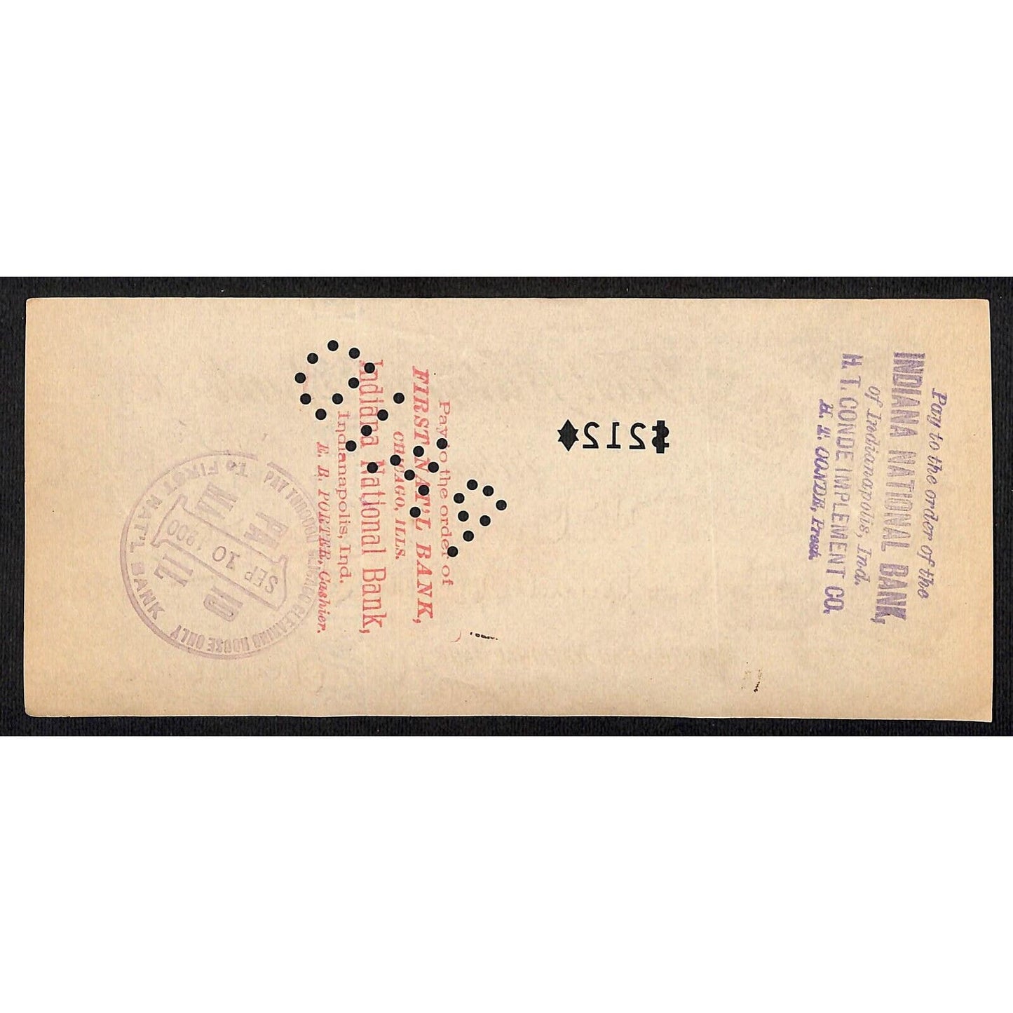 FNB Urbana, IL $212 1900 Bank Check Revenue Stamp w/ University Bldg. Vignettes