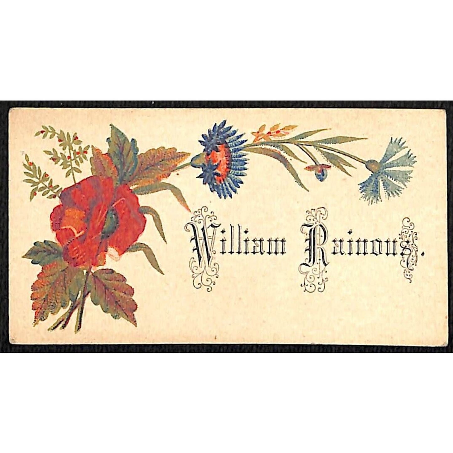 "William Rainous" Victorian Calling Greeting Card - Floral