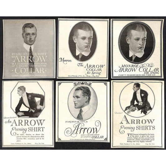 Arrow Evening Shirts Collars for Spring Group of 9 WWI Era Magazine Ads