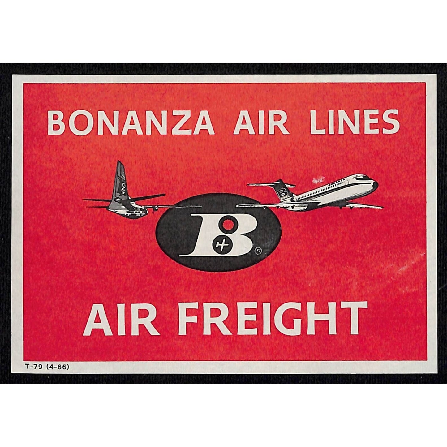 Bonanza Air Lines Air Freight Shipping Label Ungummed 3.5" x 5" c1966 VGC