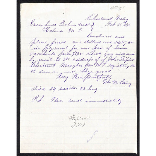 1881 ALS to Greenhood & Bohn Co* re: $1.60 Paid for Mail Order Brown Overalls