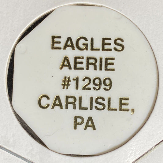 Carlisle, PA FOE Aerie 1299 Hex Plastic Drink Token G/F Whiskey