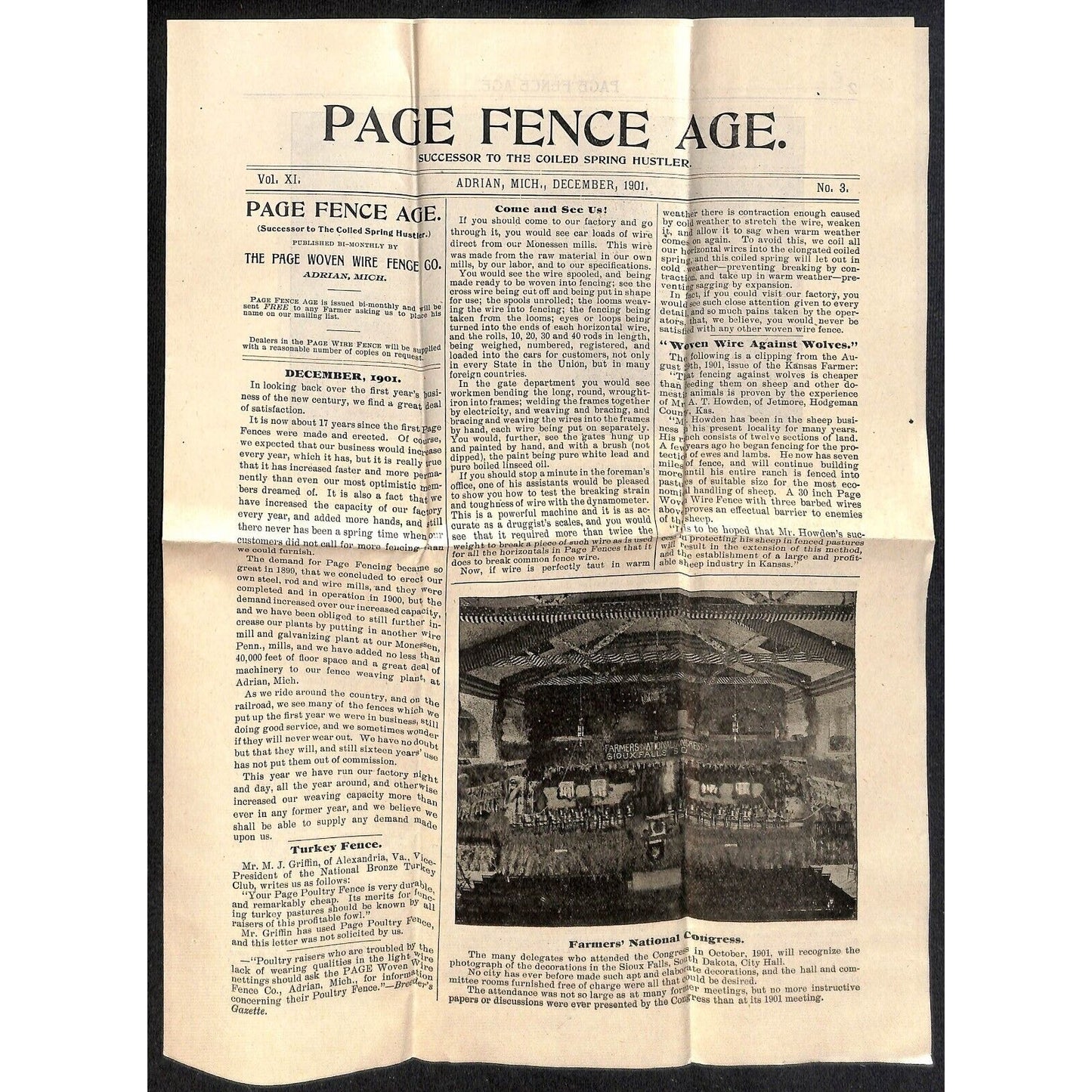 1901 Page Woven Fence Co. Adrian, MI Product Sheets and Cover - VGC Scarce