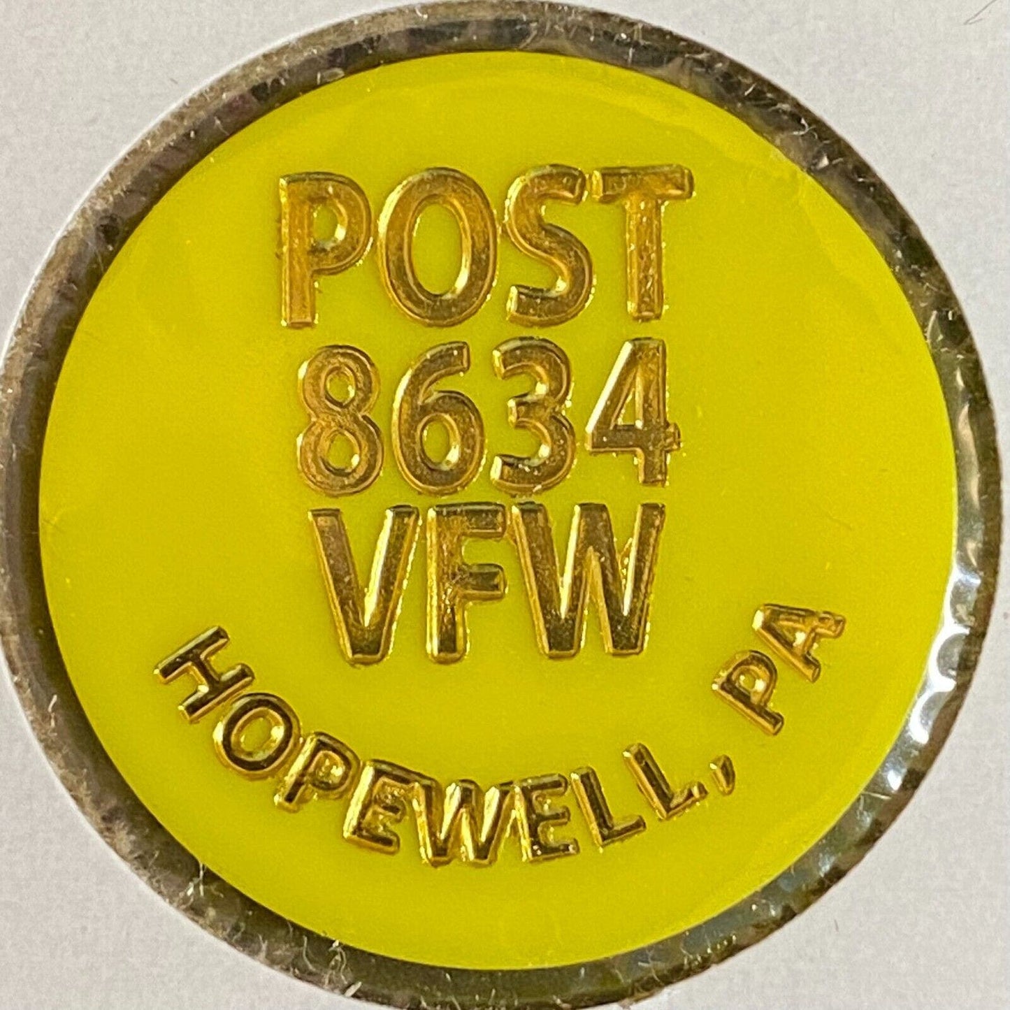 Hopewell, PA V.F.W. 8634 c1970's-80's Plastic "Good For One Beer" Token