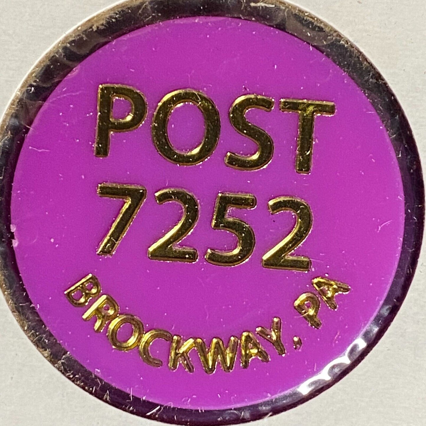 Brockway, PA VFW Post 7252 Plastic Drink Token G/F One Can Beer