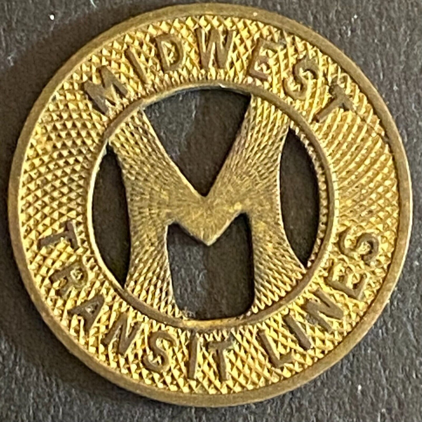 Midwest Transit Lines G/F One Fare Transit Token Hanging "M" 16mm