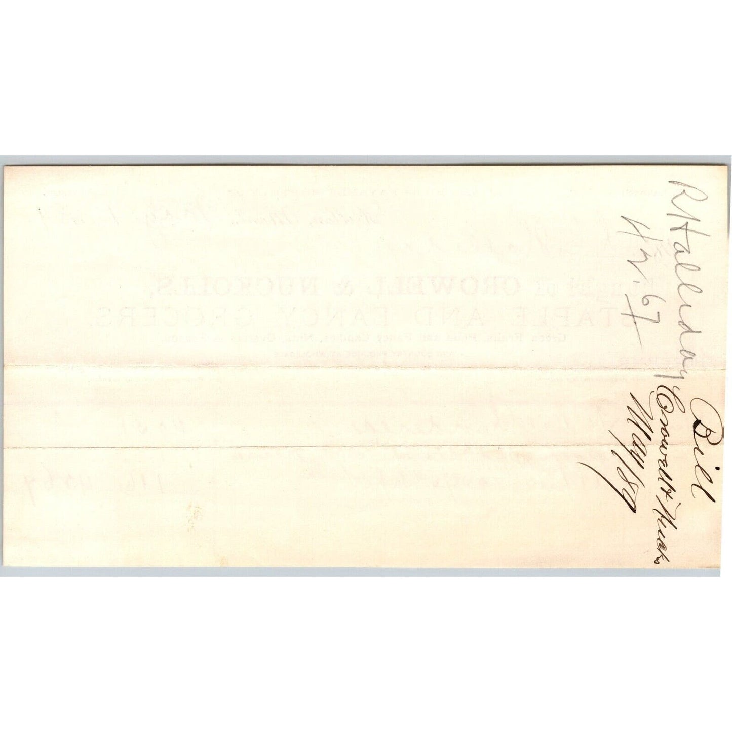 Dillon MT Crowell & Nuckolls Fancy Staple Grocers 1889 Billhead R.C. Halliday*
