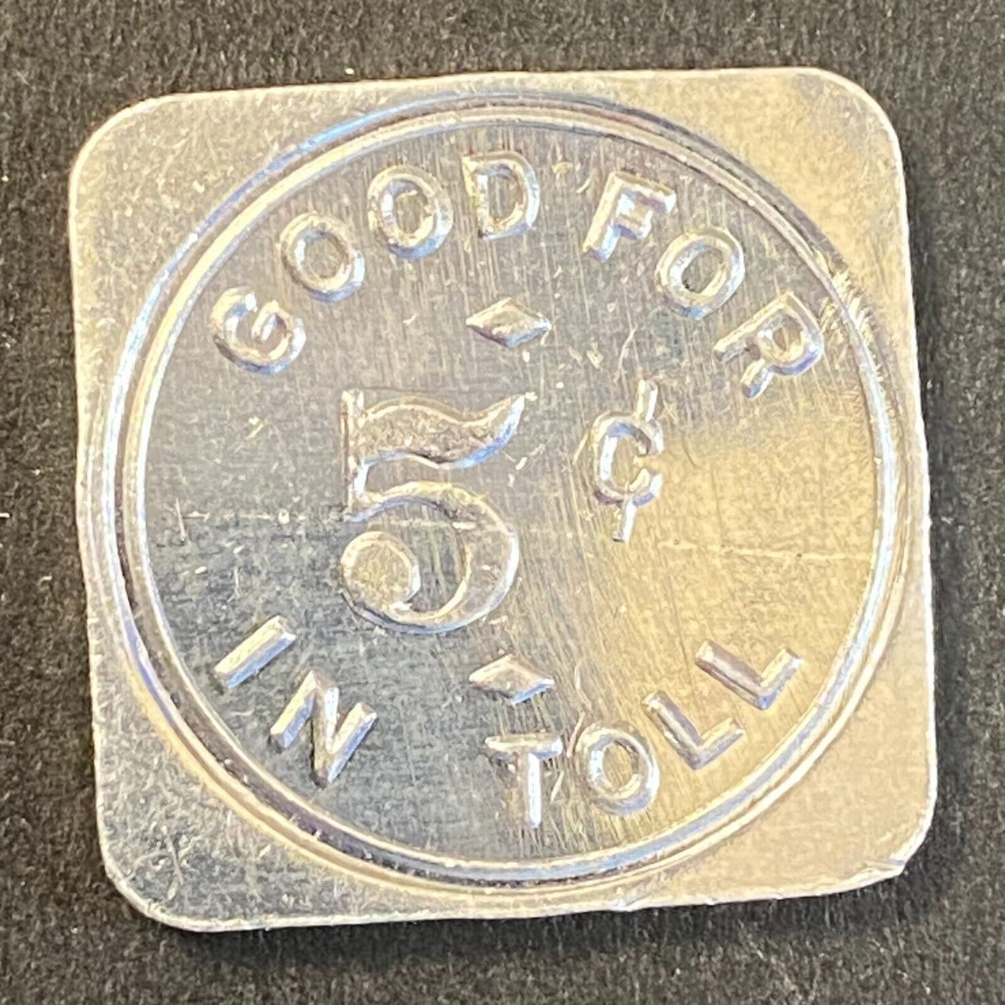 Burt County Decatur Onawa Bridge Comm. G/F 5c in Toll Token Alum 22mm UNC VGC