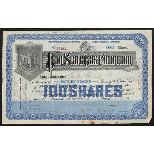 Bay State Gas Company Delaware 1921 Stock Certificate
