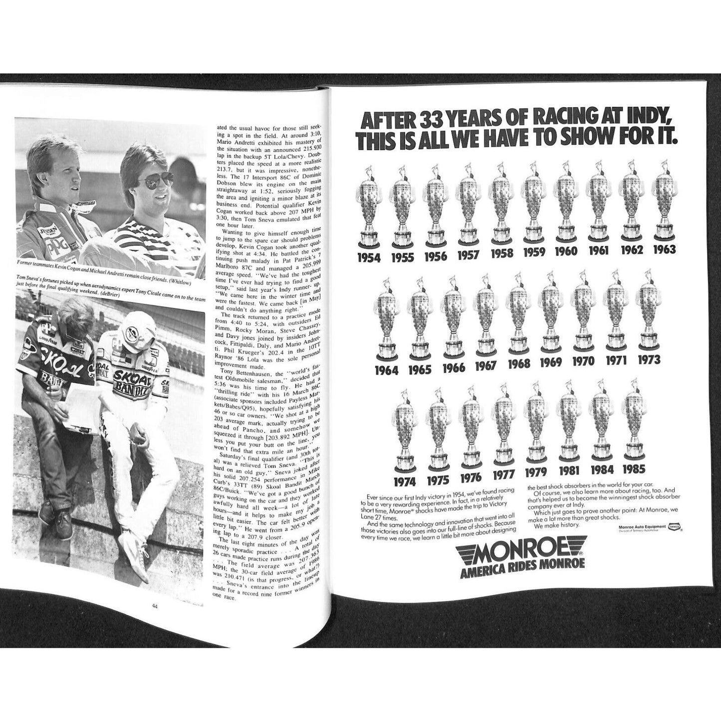 1987 Hungness Indianapolis 500 Yearbook Racing VGC 203pp 1lb 5oz