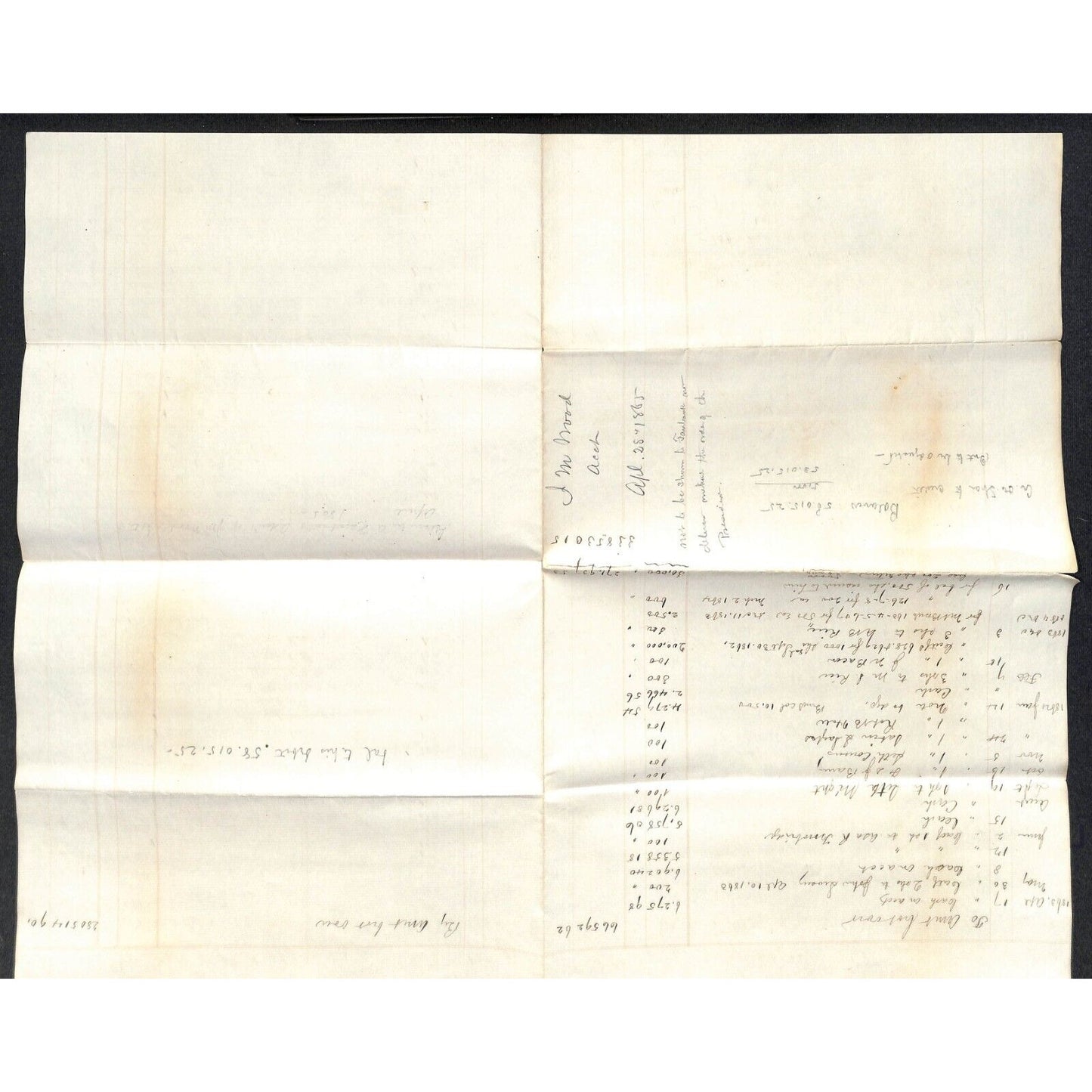 Boston Hartford Erie Railroad 1865 J.M. Wood Contractor Expense Sheet Scarce VG