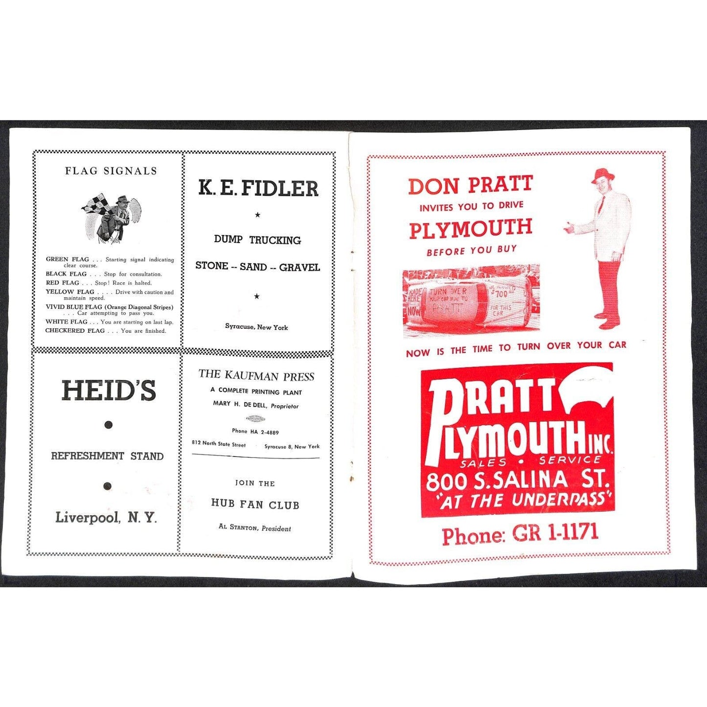 New York State Fair Auto Racing Program Stock Car Sept. 1961 24pp Scarce
