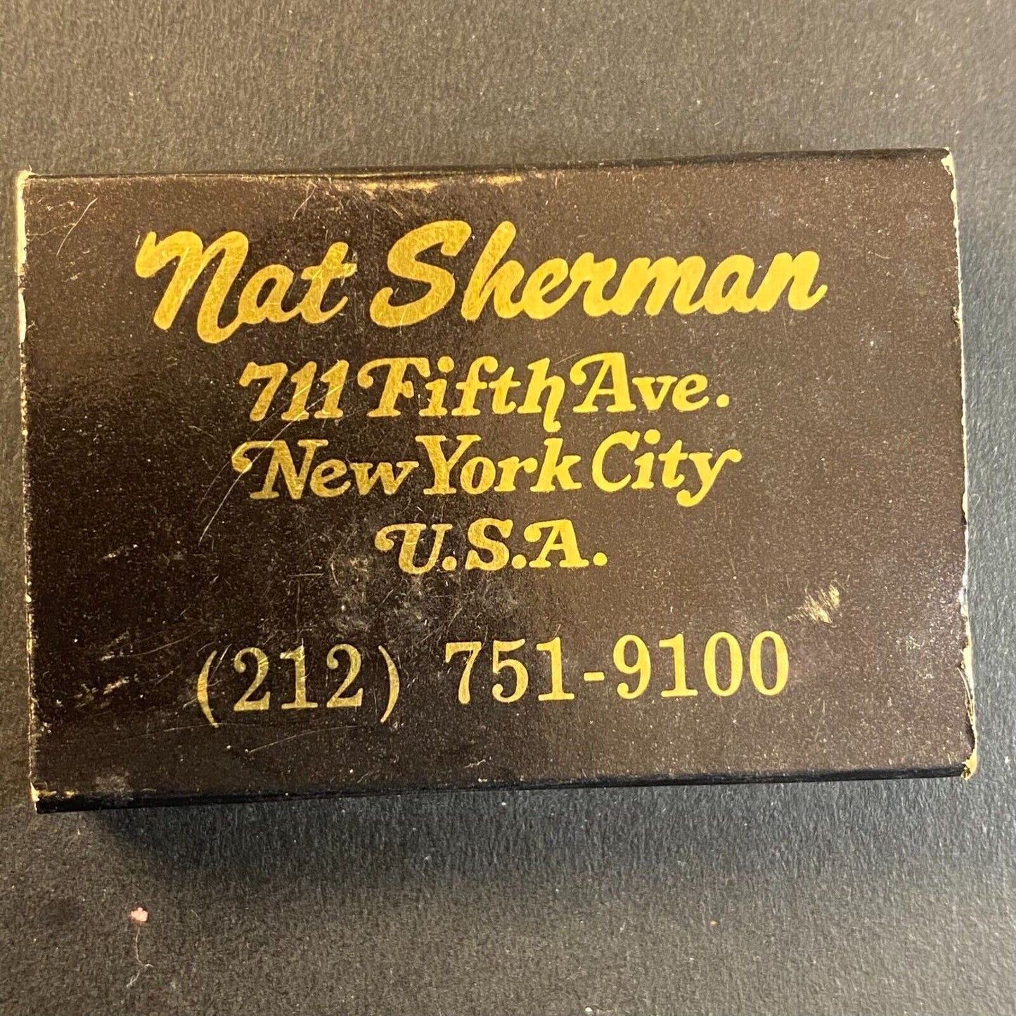 Nat Sherman (Tobacconist) 711 Fifth Ave NYC Vintage Matchbox c1980's Scarce