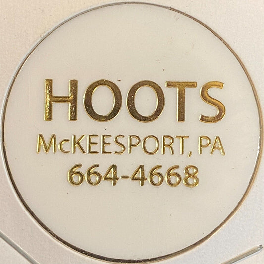 McKeesport, PA Hoots c1990's Plastic Token - G/F Bottled Beer