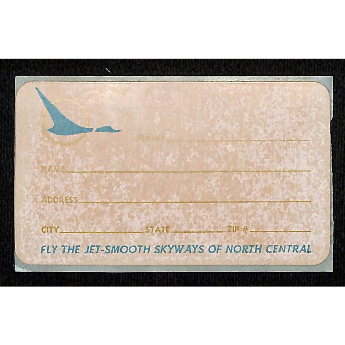 "Fly the Jet-Smooth Skyways of North Central" Luggage Sticker Tag c1967-70's