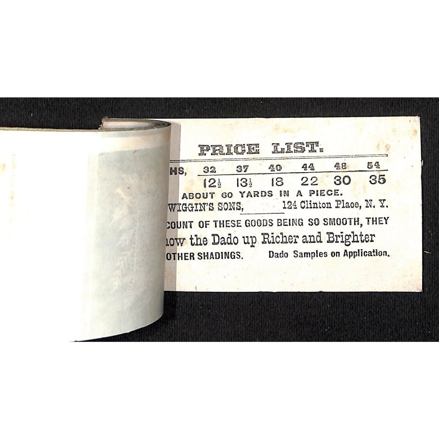 H.B. Wiggins Sons* Hollena NY c1900 15pp Product Sample Booklet 2 3/8" x 4 3/8"