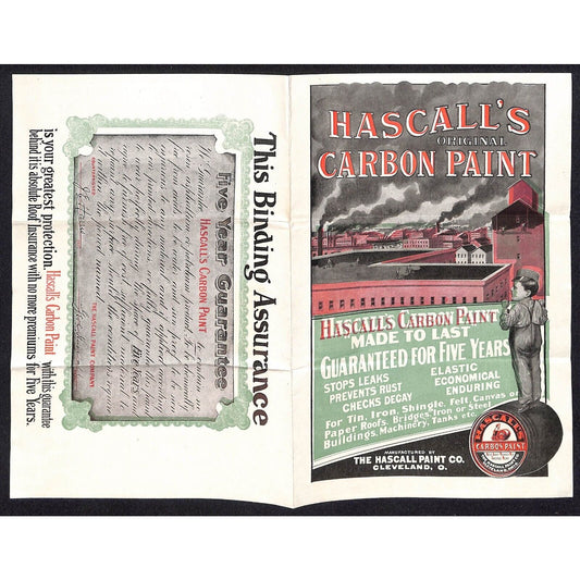 Hascall's Carbon Paint Cleveland, OH c1910 Product Brochure Sheet w/ Sample VGC
