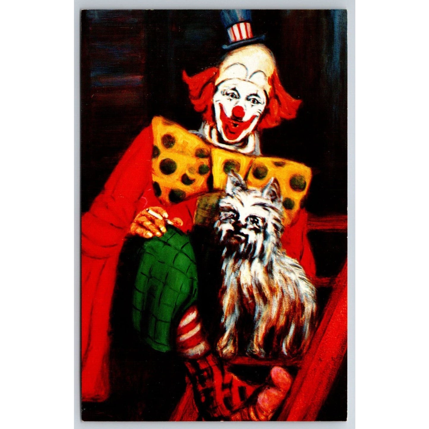 Buttons the Clown Jimmie Stewart Circus Painting Ray Wolf Postcard VGC NP c1952