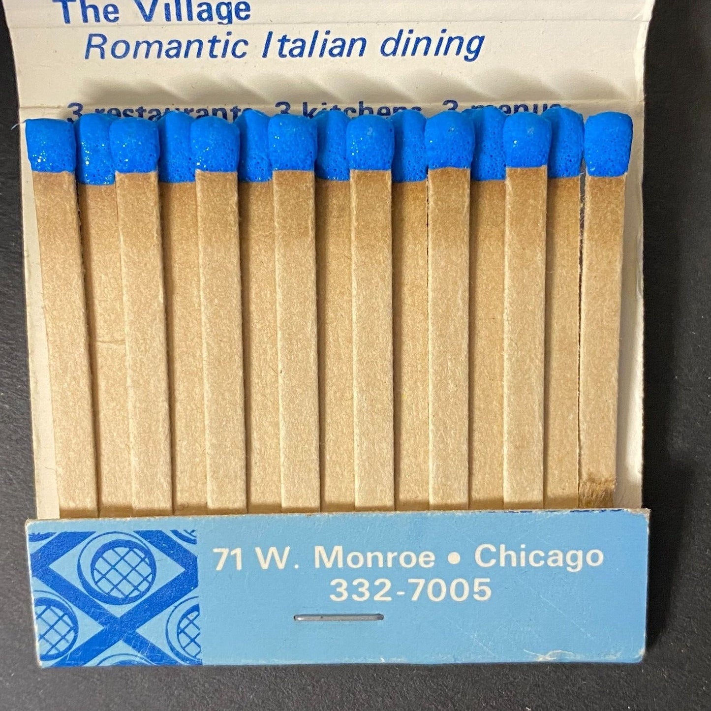 Italian Village Chicago Restaurant Group Near Full (-1) Matchbook c1974-80's