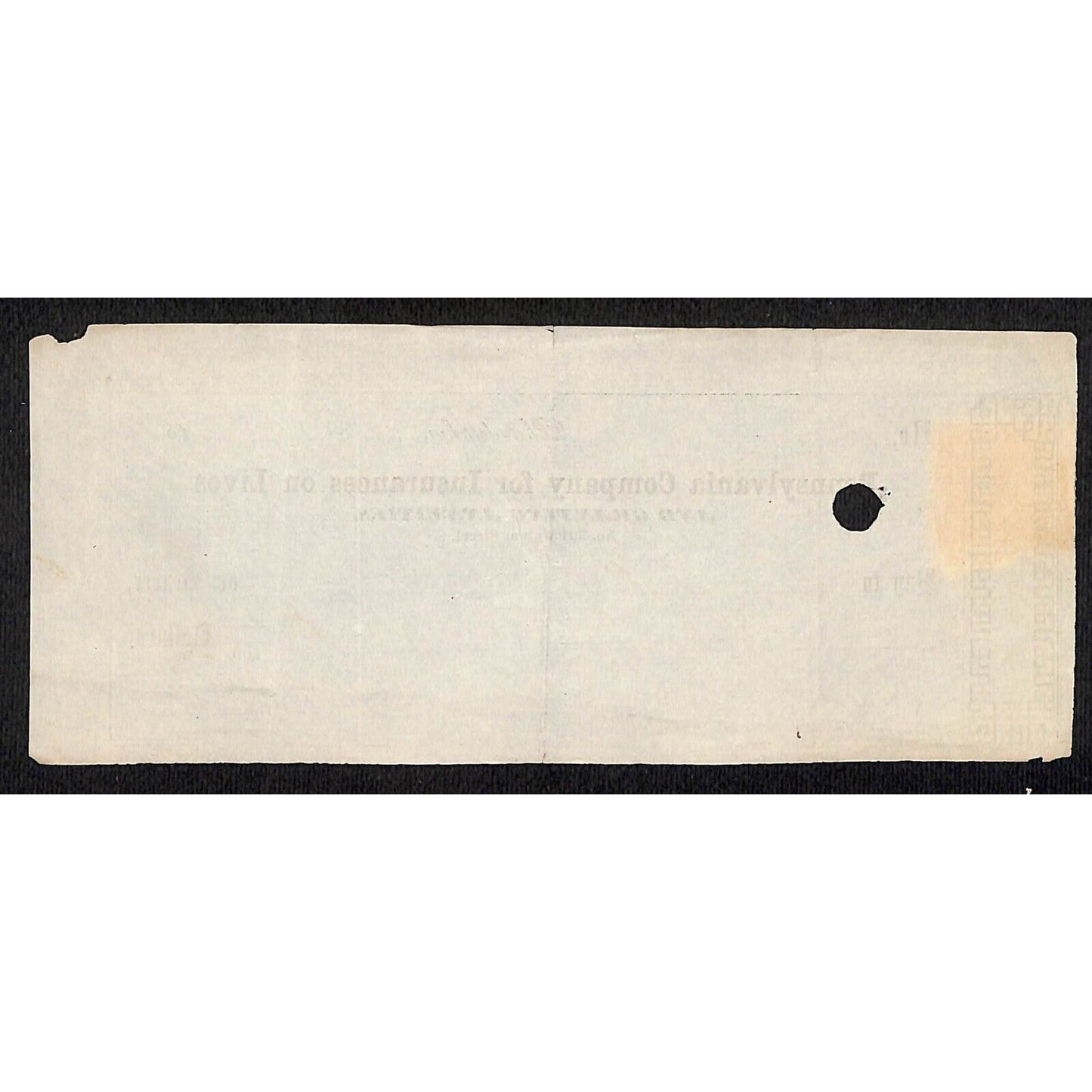 1870 Pennsylvania Co for Insurances on Lives Check Rev Stamp $9.42 #24