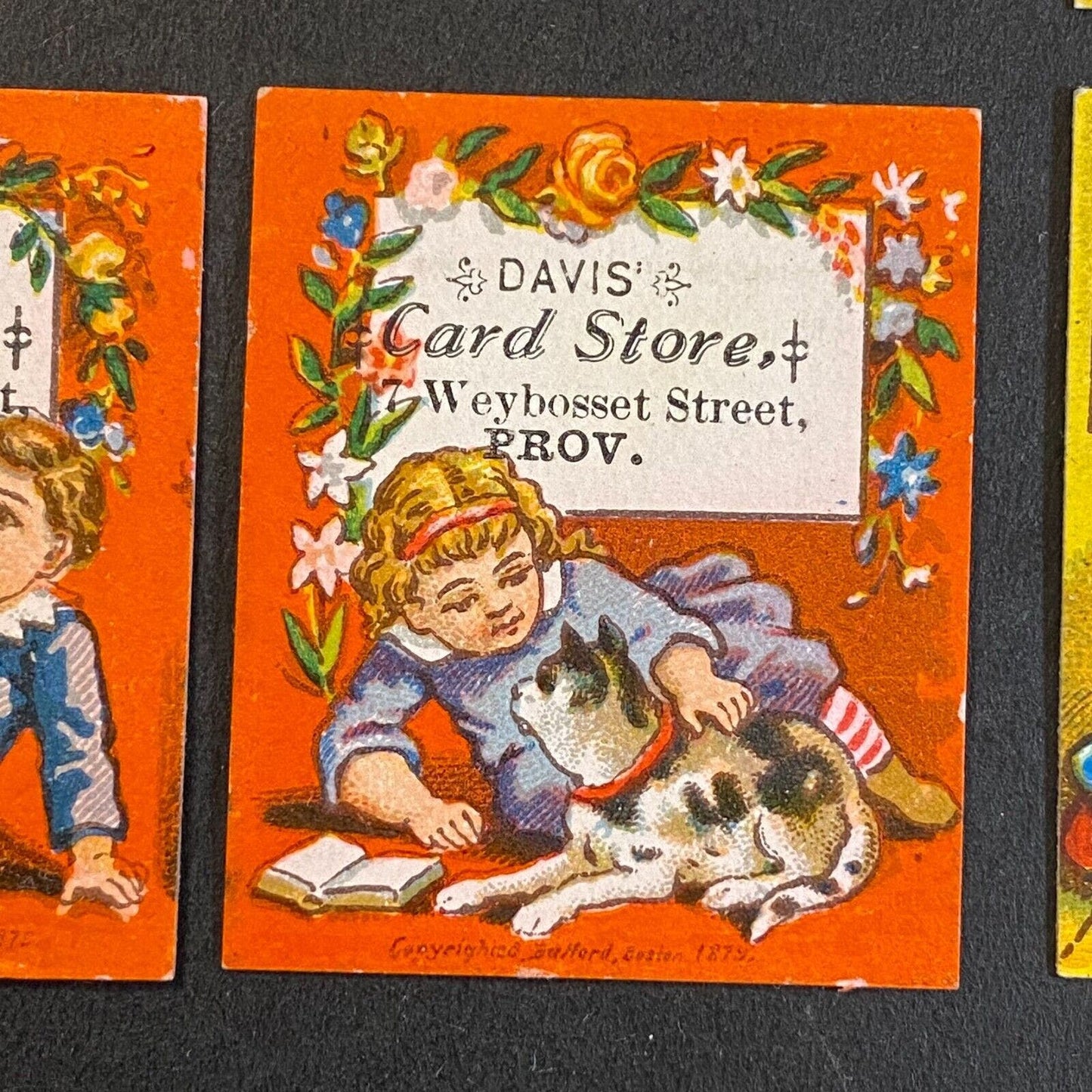 Davis Card Store Providence Group of 6 Small Victorian Trade Cards 1.25" x 1.5"