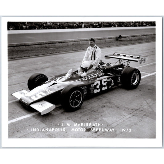 Jim McElreath #35 1973 Indianapolis Motor Speedway 8" x 10" Photo IMS Stamp VGC