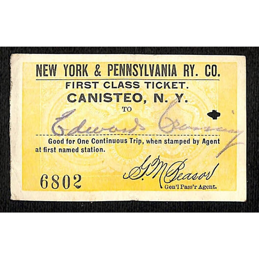 New York & Pennsylvania Railroad RY July 9 1917 Edwards /?? Ticket #6802