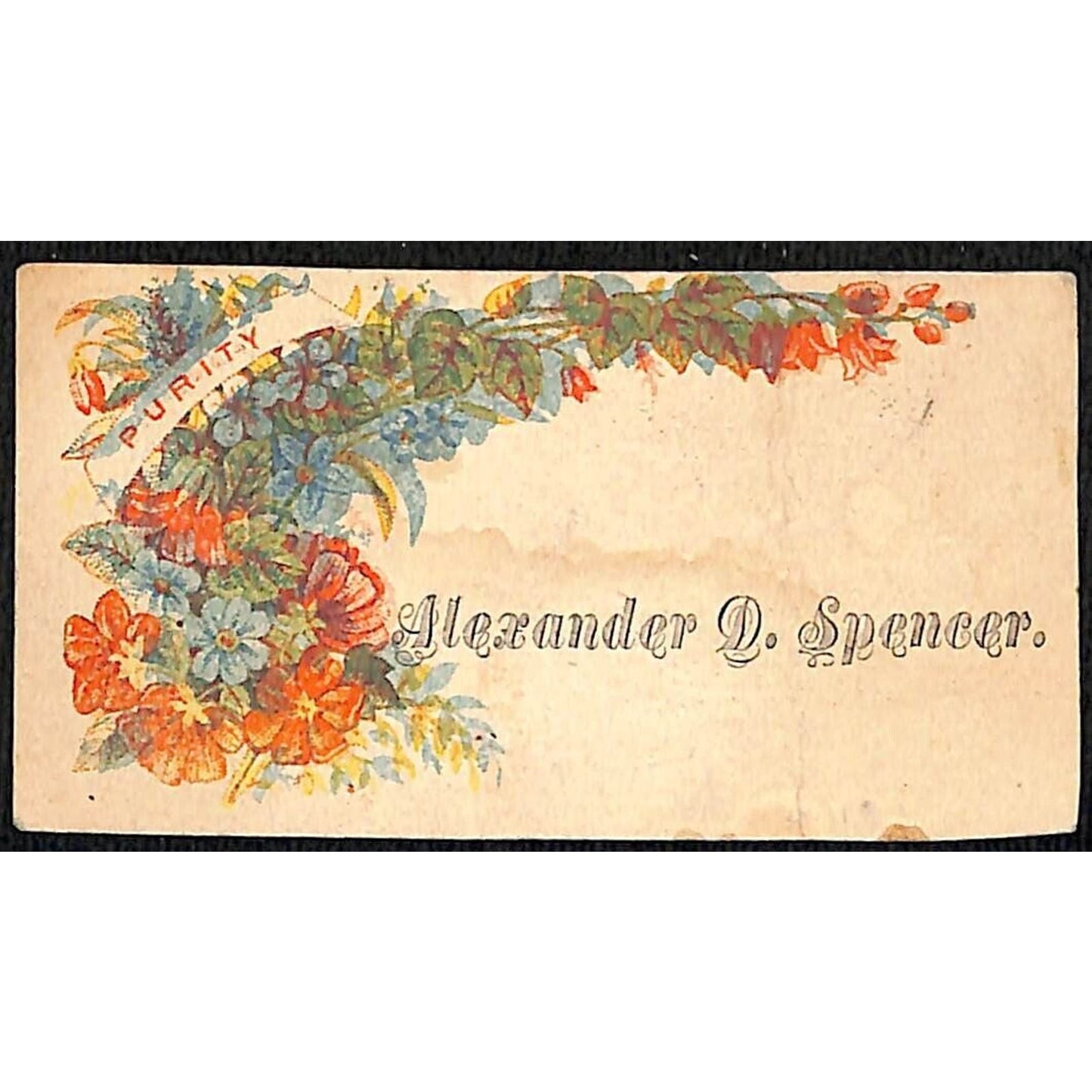 "Alexander D. Spencer" Victorian Calling Greeting Card - Floral "Purity"