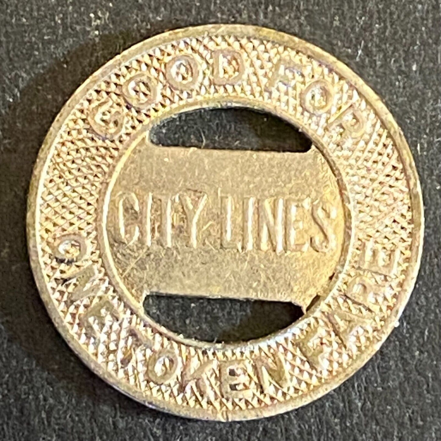 City Lines of West Virginia G/F One Token Fare Transit 16mm WM Plated Brass (#5)