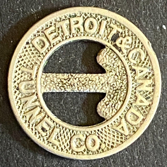 Detroit & Canada Tunnel Co. G/F One Fare Token 16mm (#2)