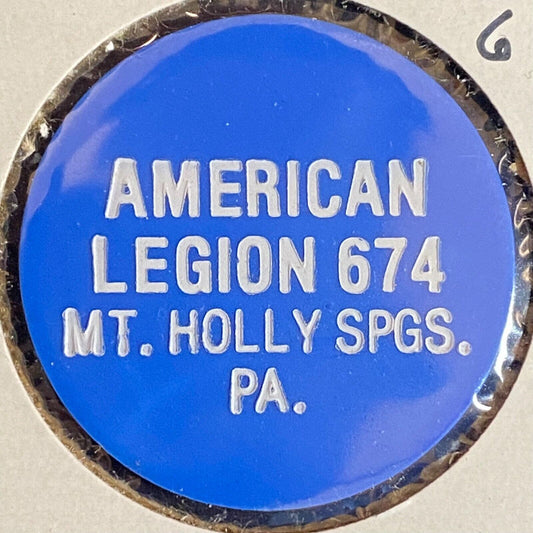 Mt. Holly Springs, PA AL Post #674 c1980's Plastic Token "Bottle Beer"