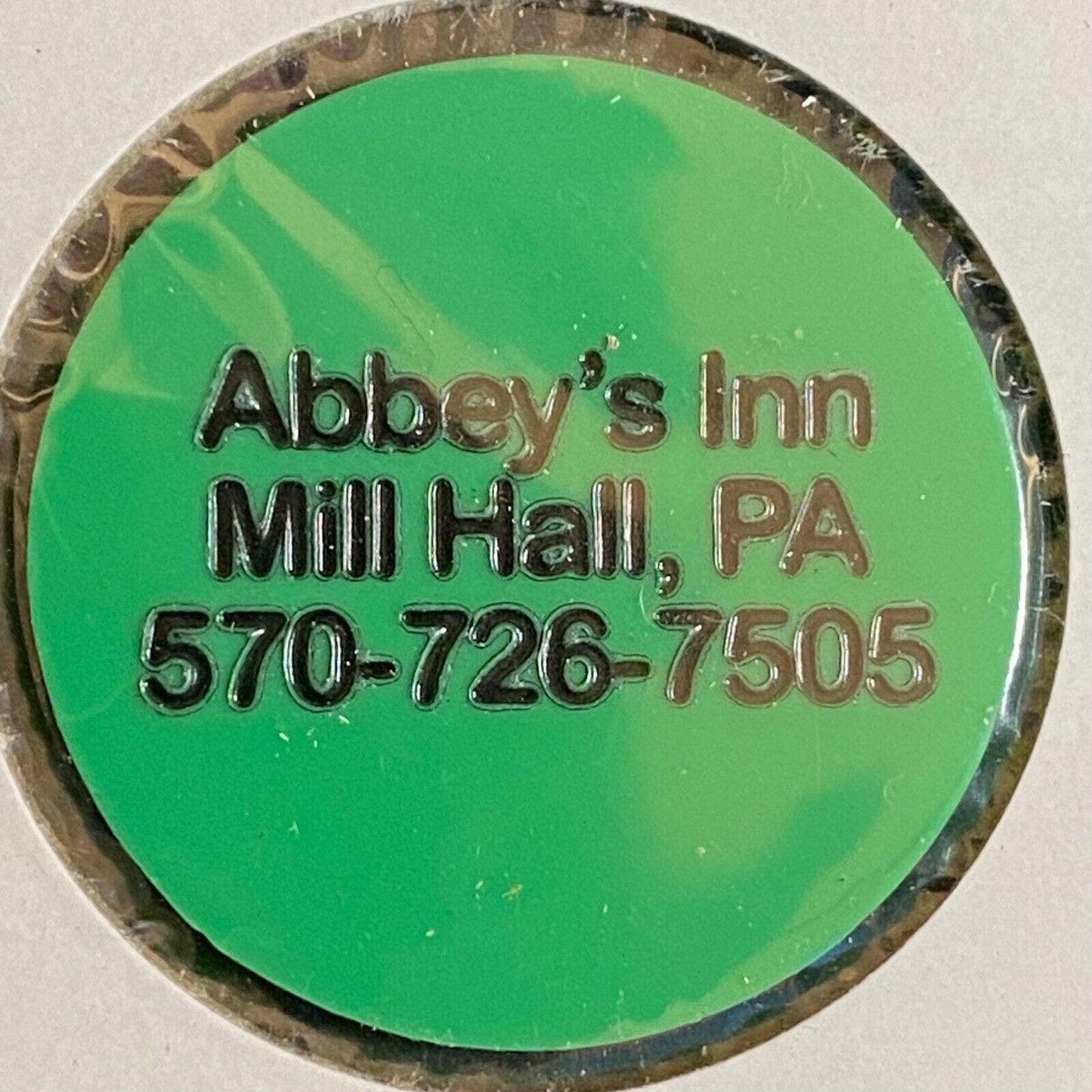 Mill Hall, PA Abby's Inn c1998 Plastic Token "G/F One Can Soda"