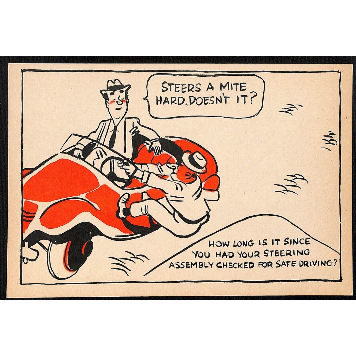 Magruder Motor Chrysler Plymouth Glasgow, MT Funny Wheel Alignment Lg Postcard
