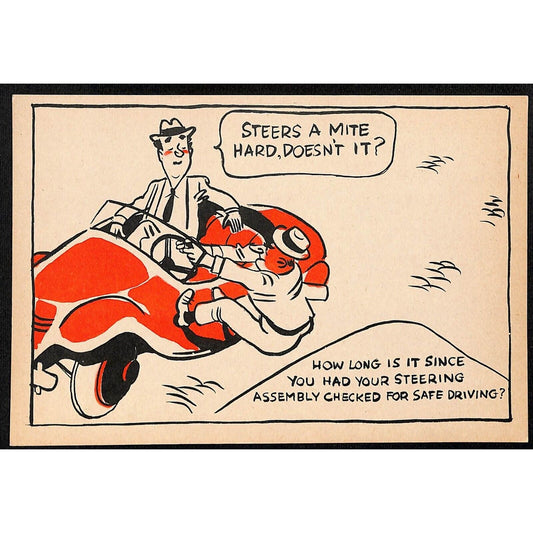 Magruder Motor Chrysler Plymouth Glasgow, MT Funny Wheel Alignment Lg Postcard
