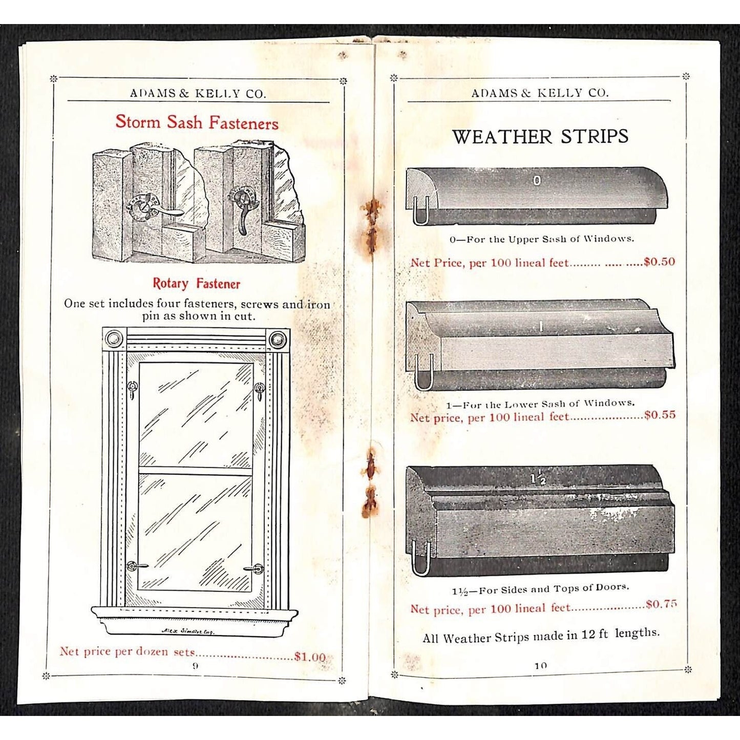 Adams & Kelly Co. Omaha, NE 1907 Small Window Sash Catalog 6pp Prices Scarce