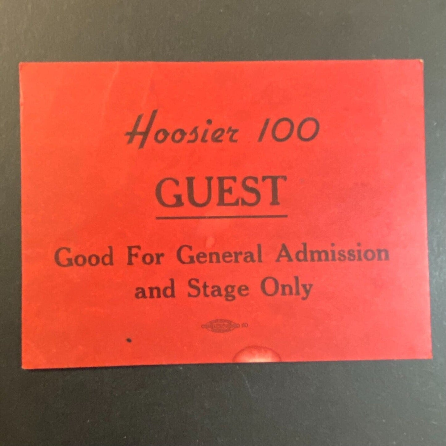 Hoosier 100 (Indiana State Fairgrounds Speedway Indiana) c1958 - Guest Pass