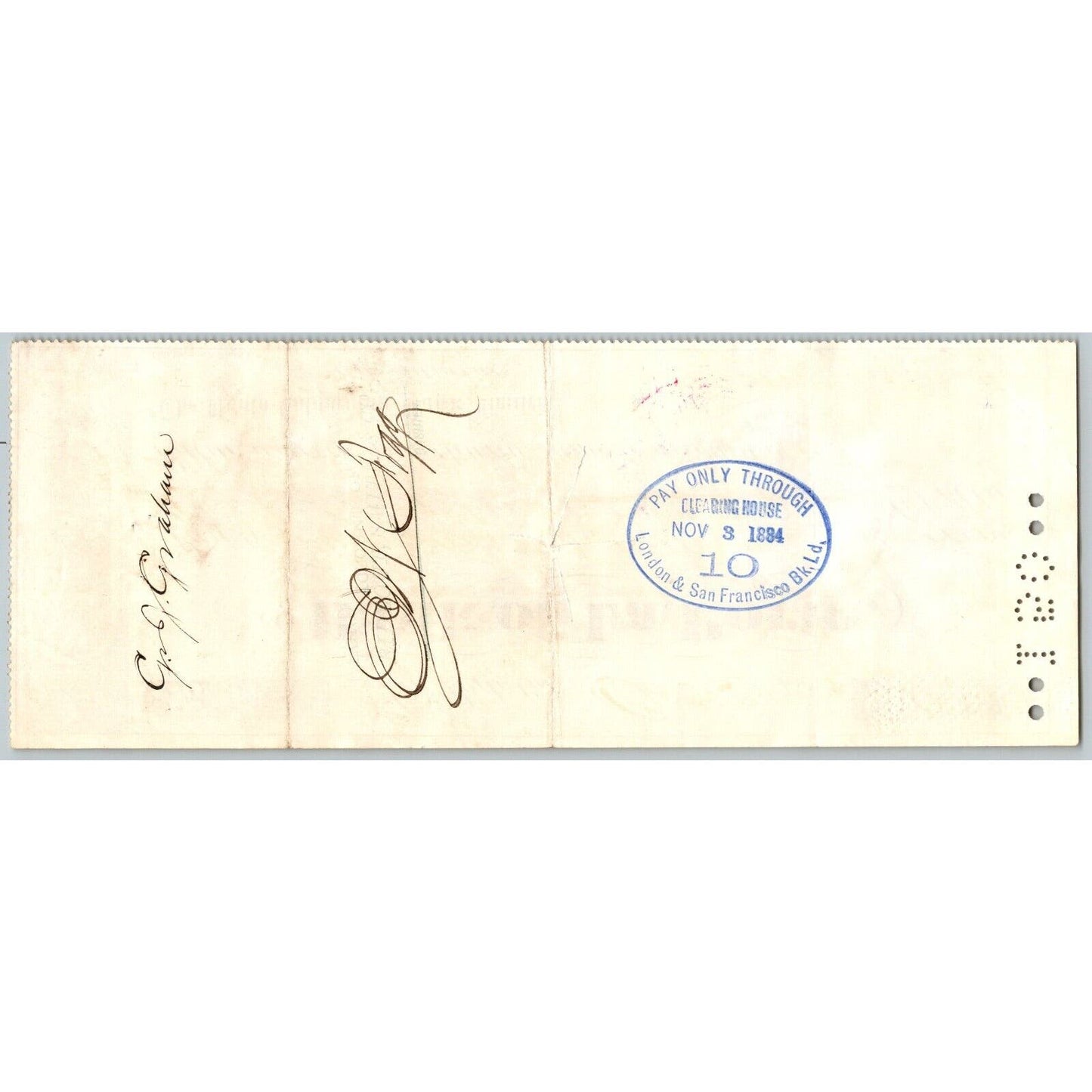 Bank of La Porte Check George J Graham 1884 Mining Vignette #13115