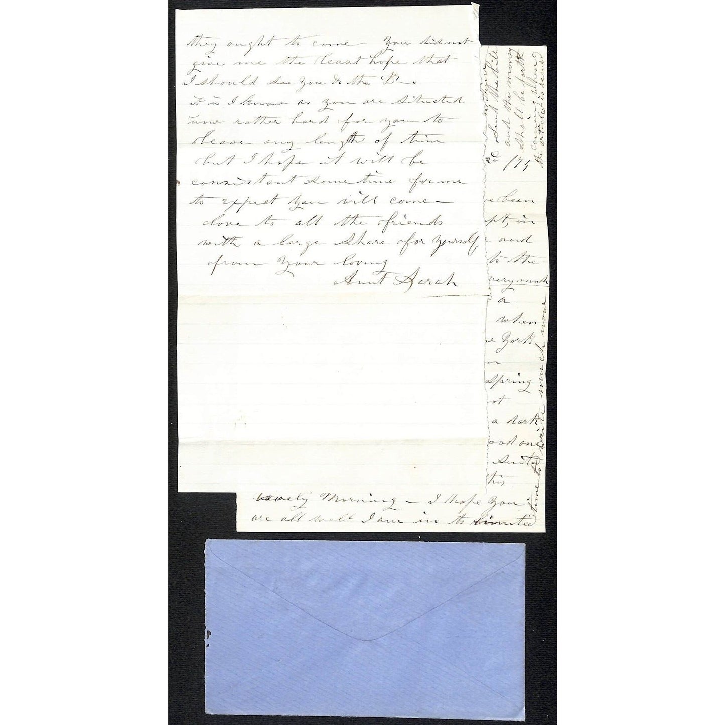 c1870's Mrs. D? Bartlett Waterbury, CONN ALS "My Dear Julia" re: Gift of a Chair